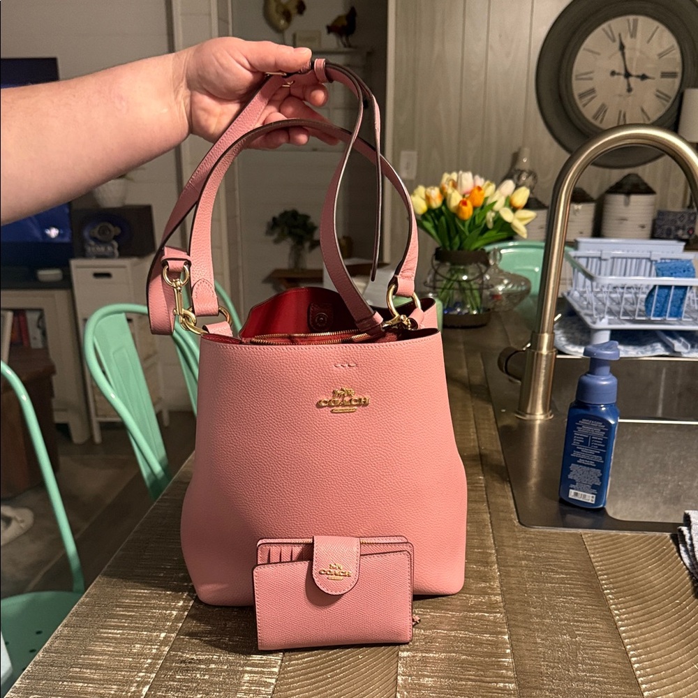 Coach Blush Pink Shoulder Bag with Matching Pouch